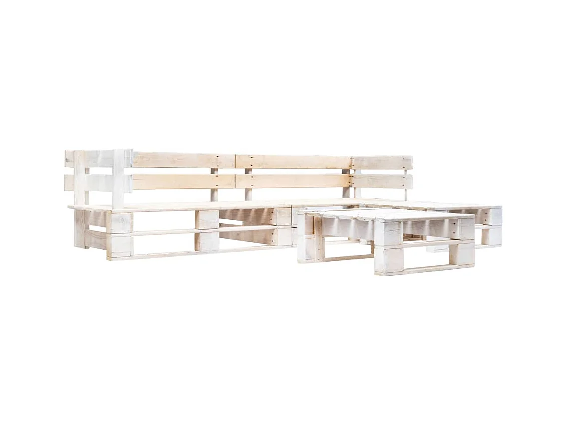 Salon de jardin palette 4 pcs Bois Blanc BE21179