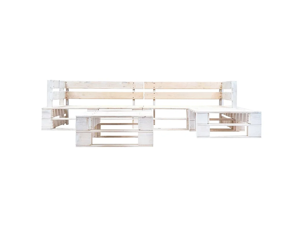 4 pzas Set de Salón palets de jardín madera blanco ES98864