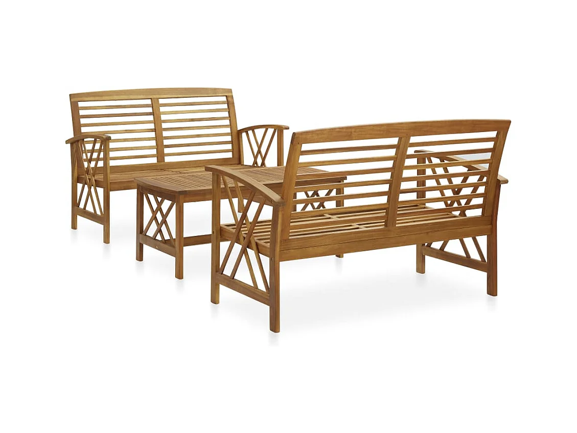 Salon de jardin 3 pcs Bois d'acacia solide BE15965