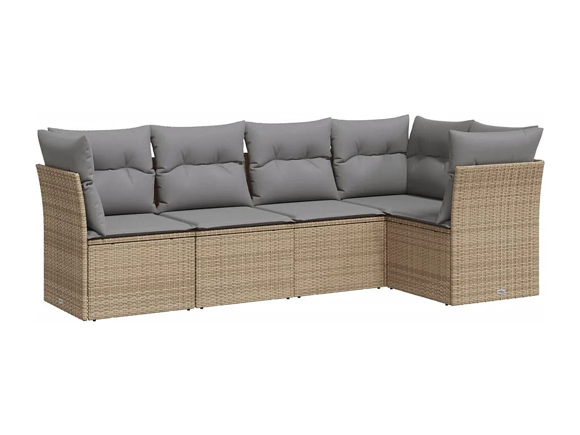 Salon de jardin avec coussins 5 pcs beige résine tressée BE83822