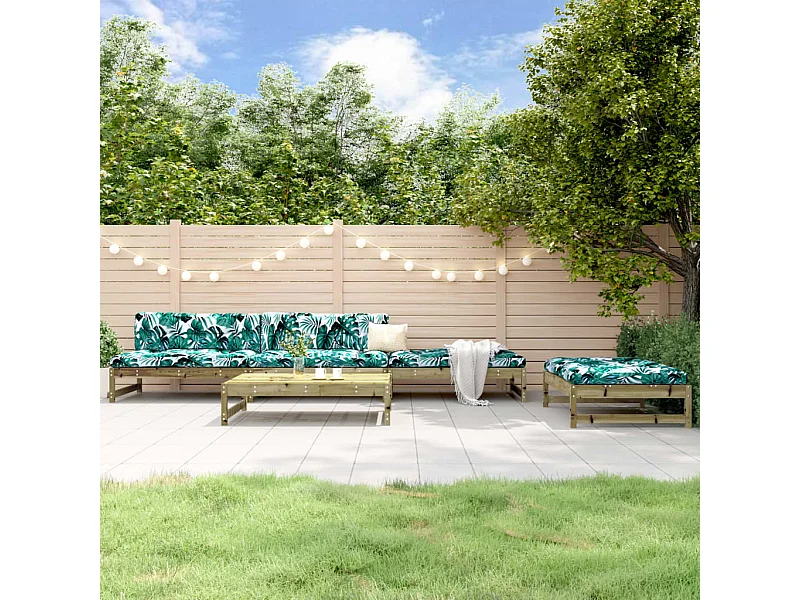 5-tlg. Garten-Sitzgruppe: Sofa + Tisch | Garten-Lounge-Set Kiefernholz Imprägniert -GKD580820