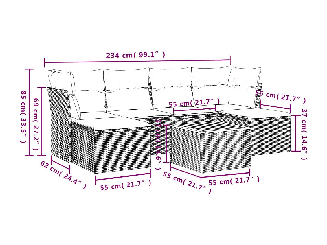 7-tlg. Garten-Sofagarnitur,Gartenmöbel-Set mit Kissen Beige Poly Rattan -gkd742160