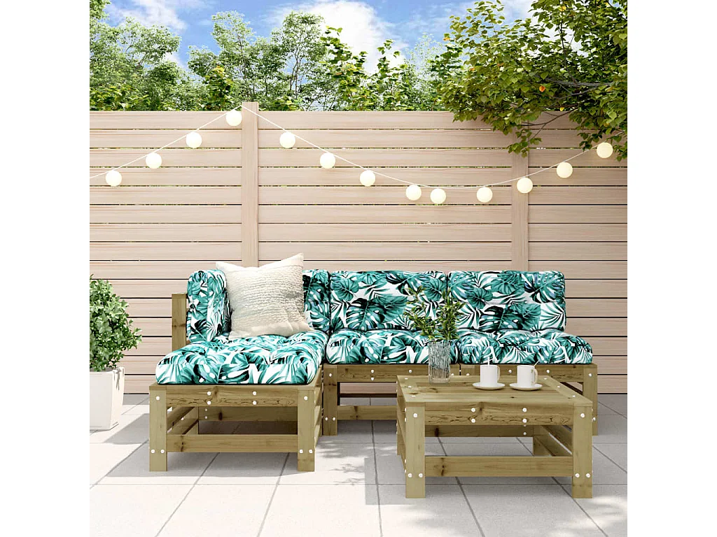 Salon de jardin 5 pcs bois de pin imprégné BE48589