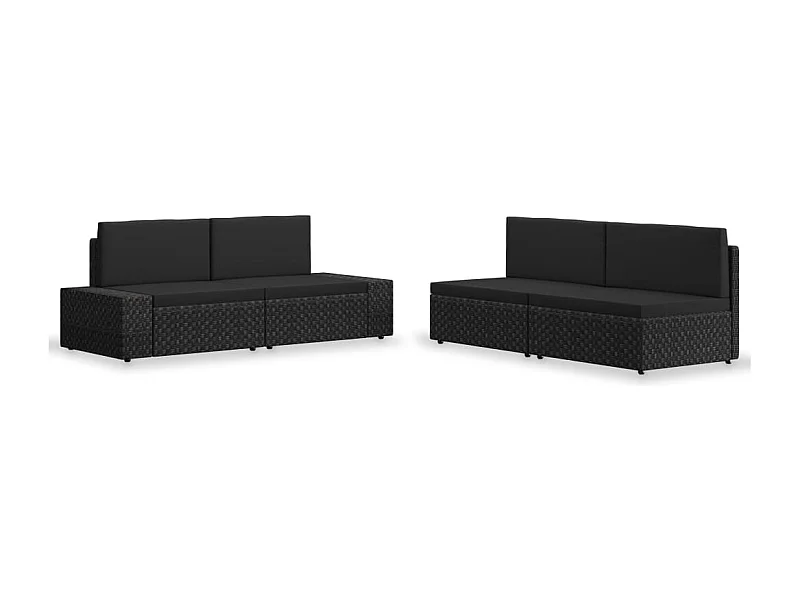 4-delige Loungeset poly rattan zwart NL85214