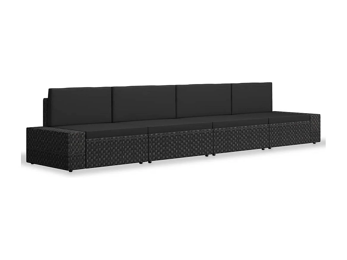 Salon de jardin 4 pcs Résine tressée Noir BE67171