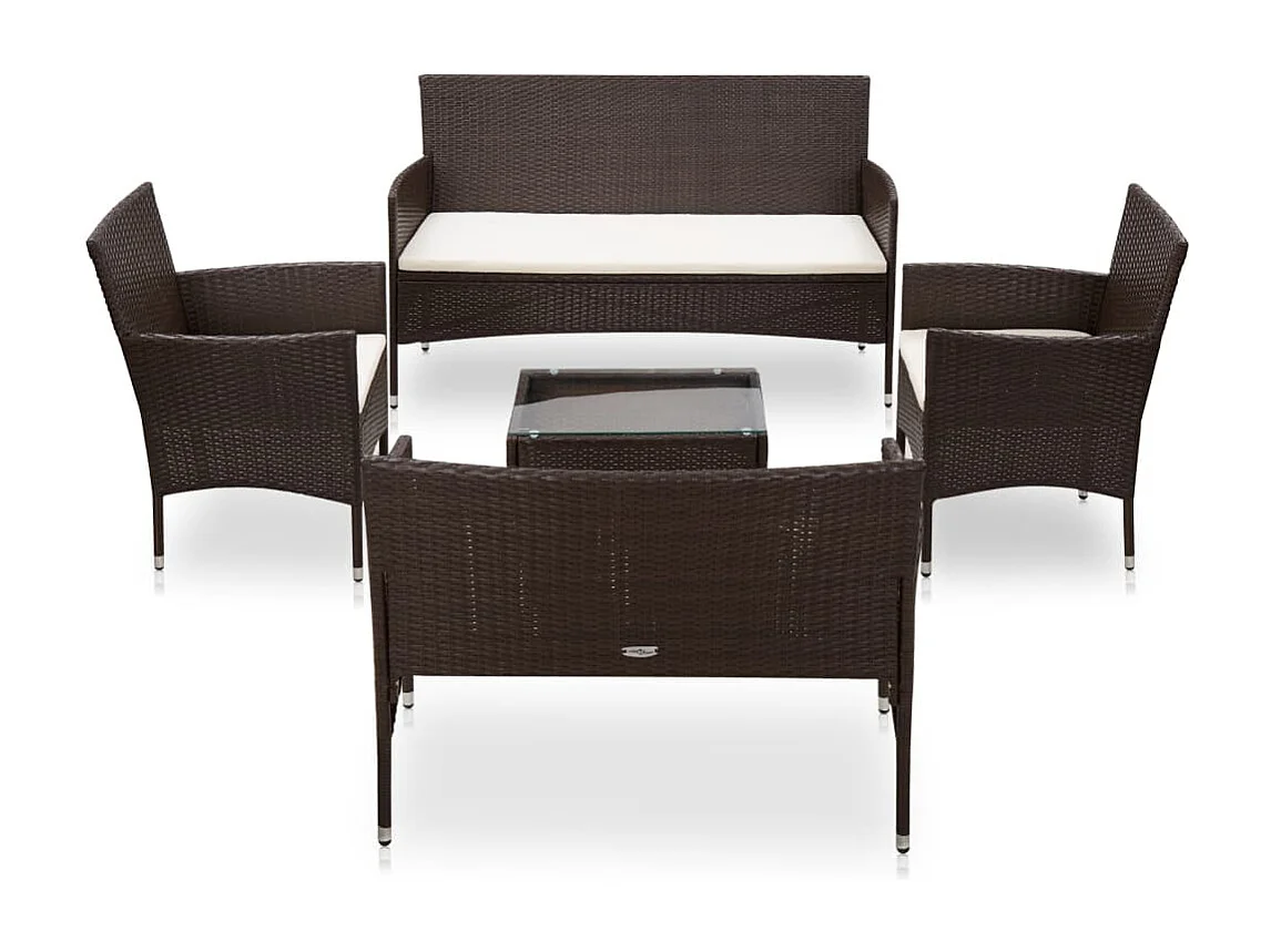 Salon de jardin 5 pcs avec coussins Résine tressée Marron BE79941