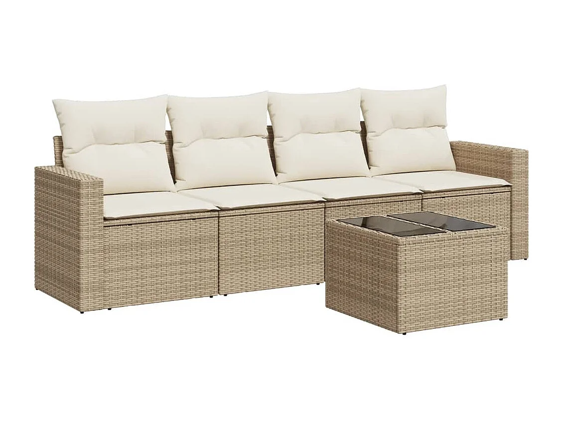 Salon de jardin avec coussins 5 pcs beige résine tressée SSG31169