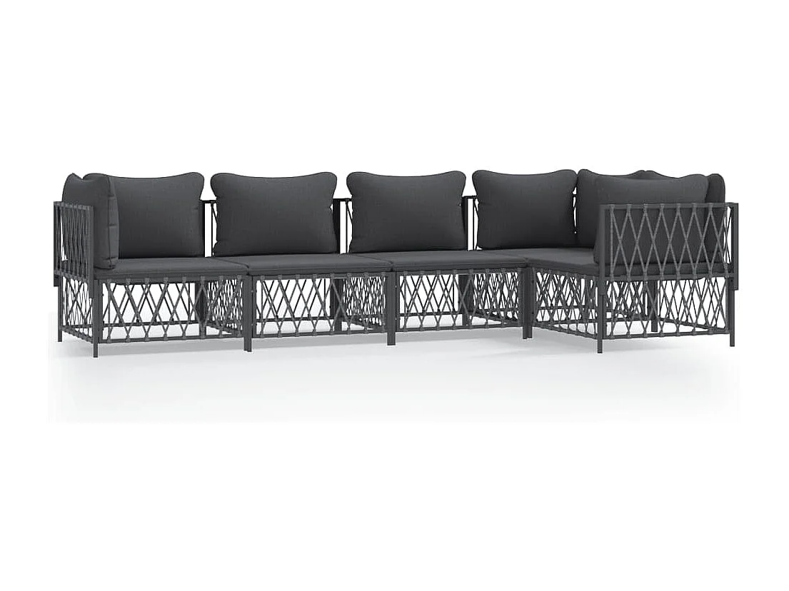 5 pcs conjunto lounge de jardim com almofadões aço antracite PT65310