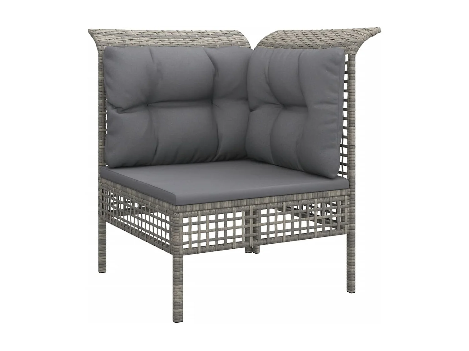 5-tlg. Garten-Sitzgruppe: Sofa + Tisch | Garten-Lounge-Set mit Kissen Grau Poly Rattan -GKD617107