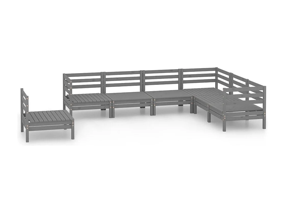 7-tlg. Garten-Sitzgruppe | Garten-Lounge-Set Massivholz Kiefer Grau -GKD580340