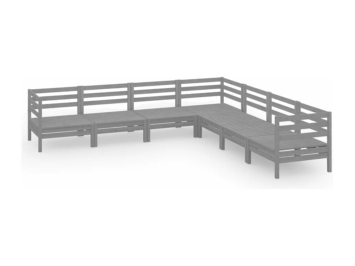 7-tlg. Garten-Sitzgruppe | Garten-Lounge-Set Massivholz Kiefer Grau -GKD938141