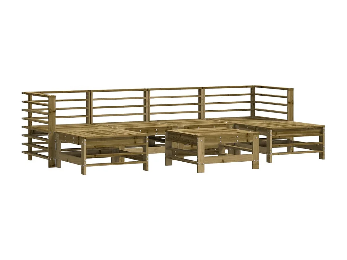 7-tlg. Garten-Sitzgruppe: Sofa + Tisch | Garten-Lounge-Set Kiefernholz Imprägniert -GKD838542