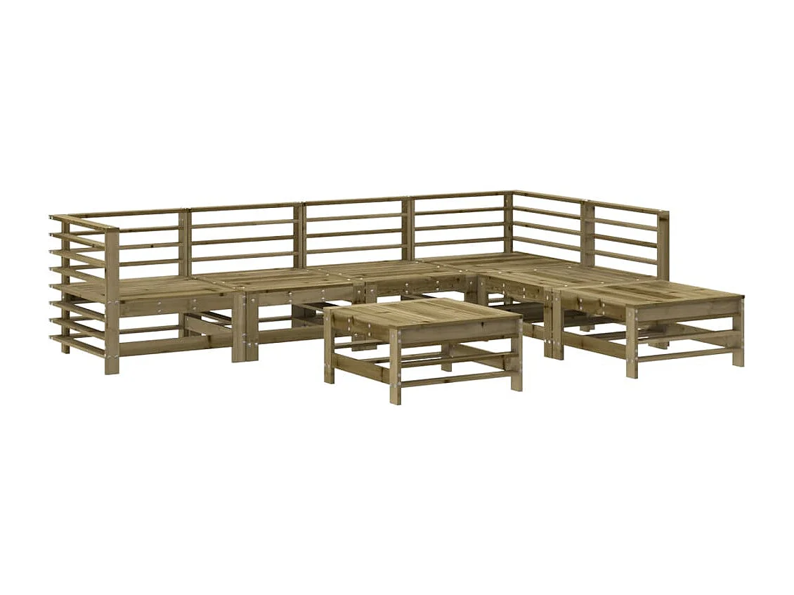 7 pcs conjunto lounge de jardim madeira de pinho impregnada PT99303