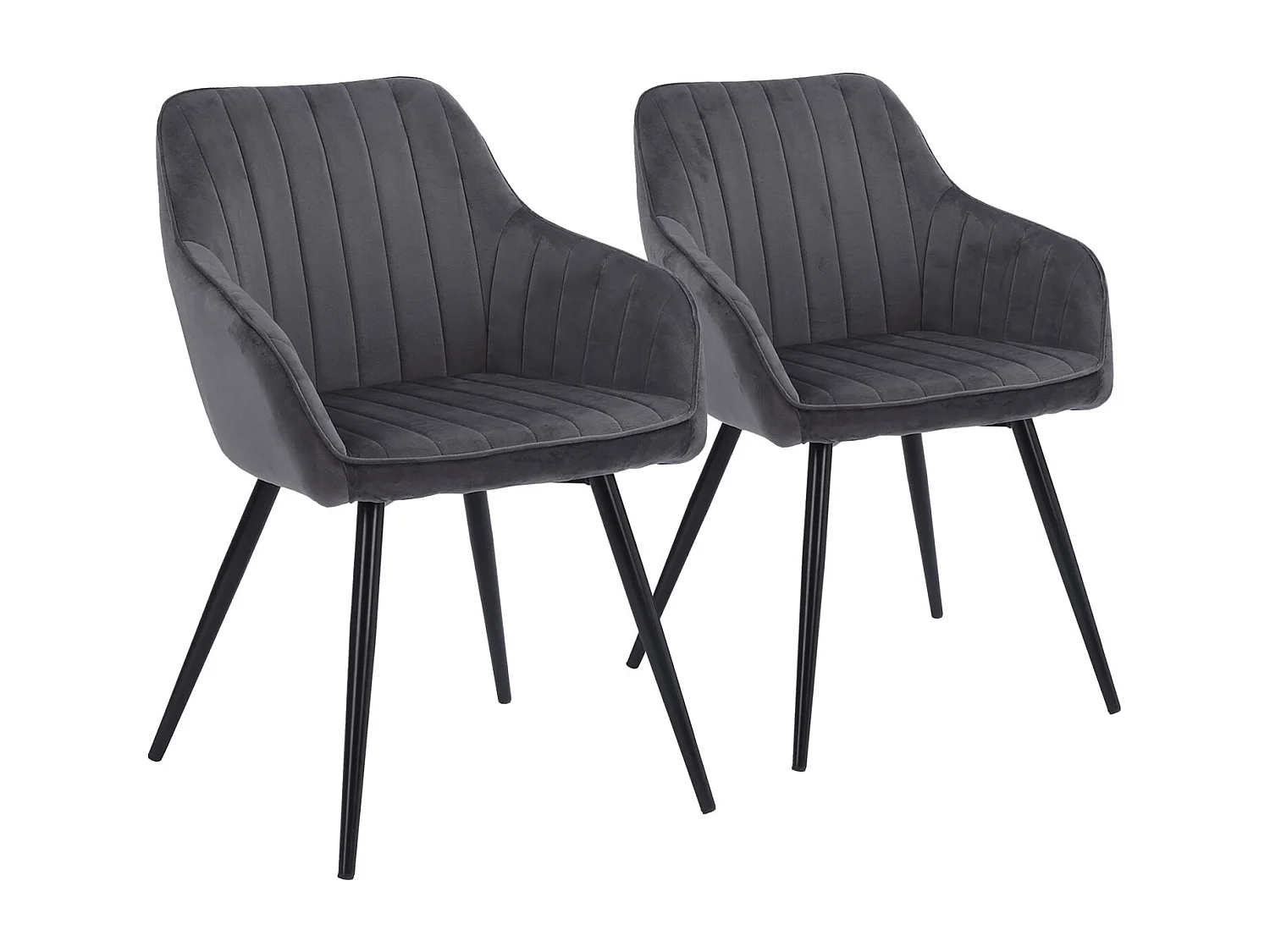 Lot de 2 chaises en velours BERTILLE grises - HAPPY GARDEN