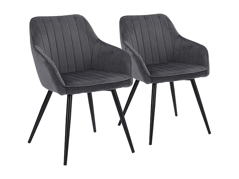 Lot de 2 chaises en velours BERTILLE grises - HAPPY GARDEN