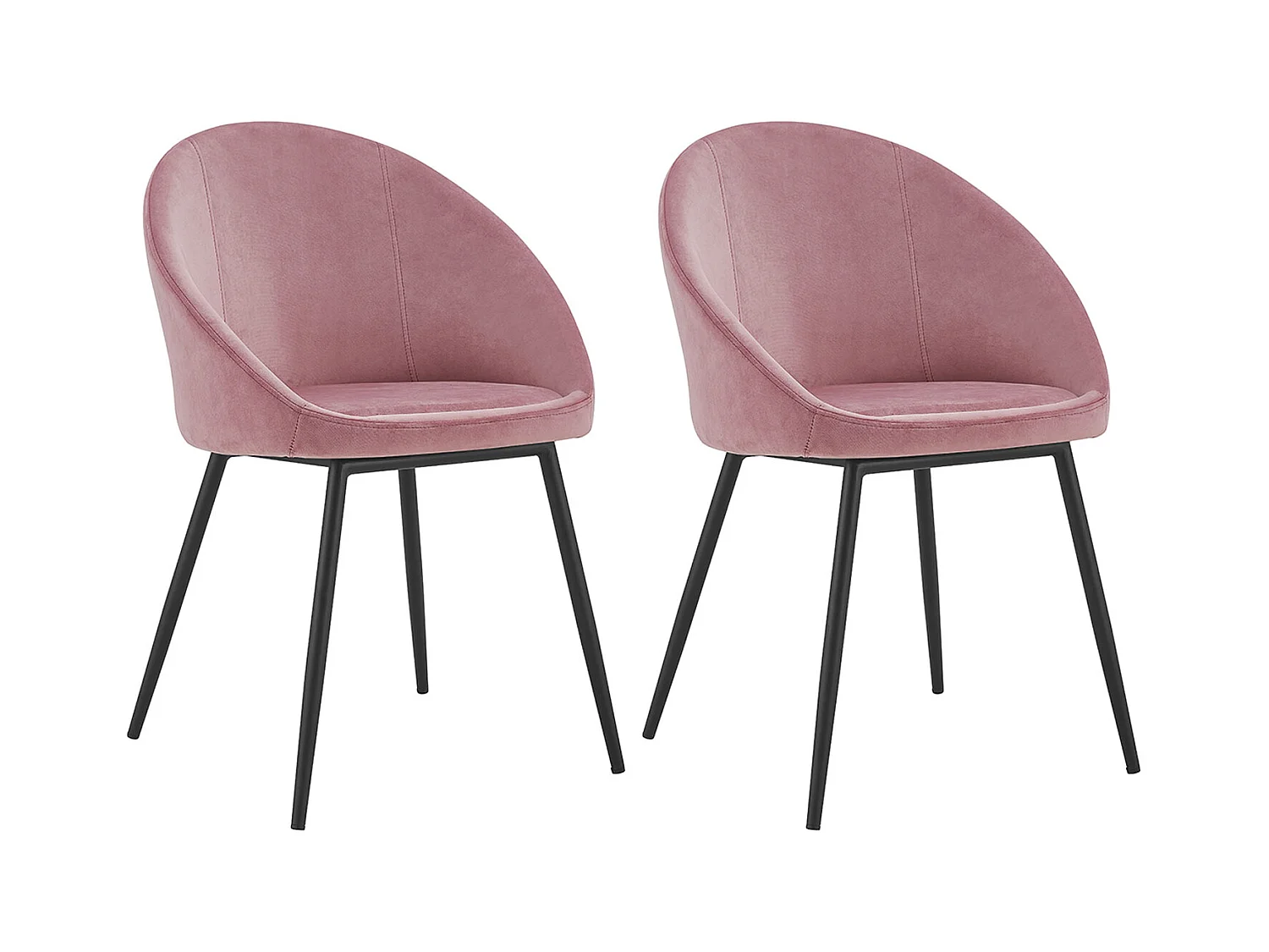 Lot de 2 chaises vintage DIANE velours rose - HAPPY GARDEN