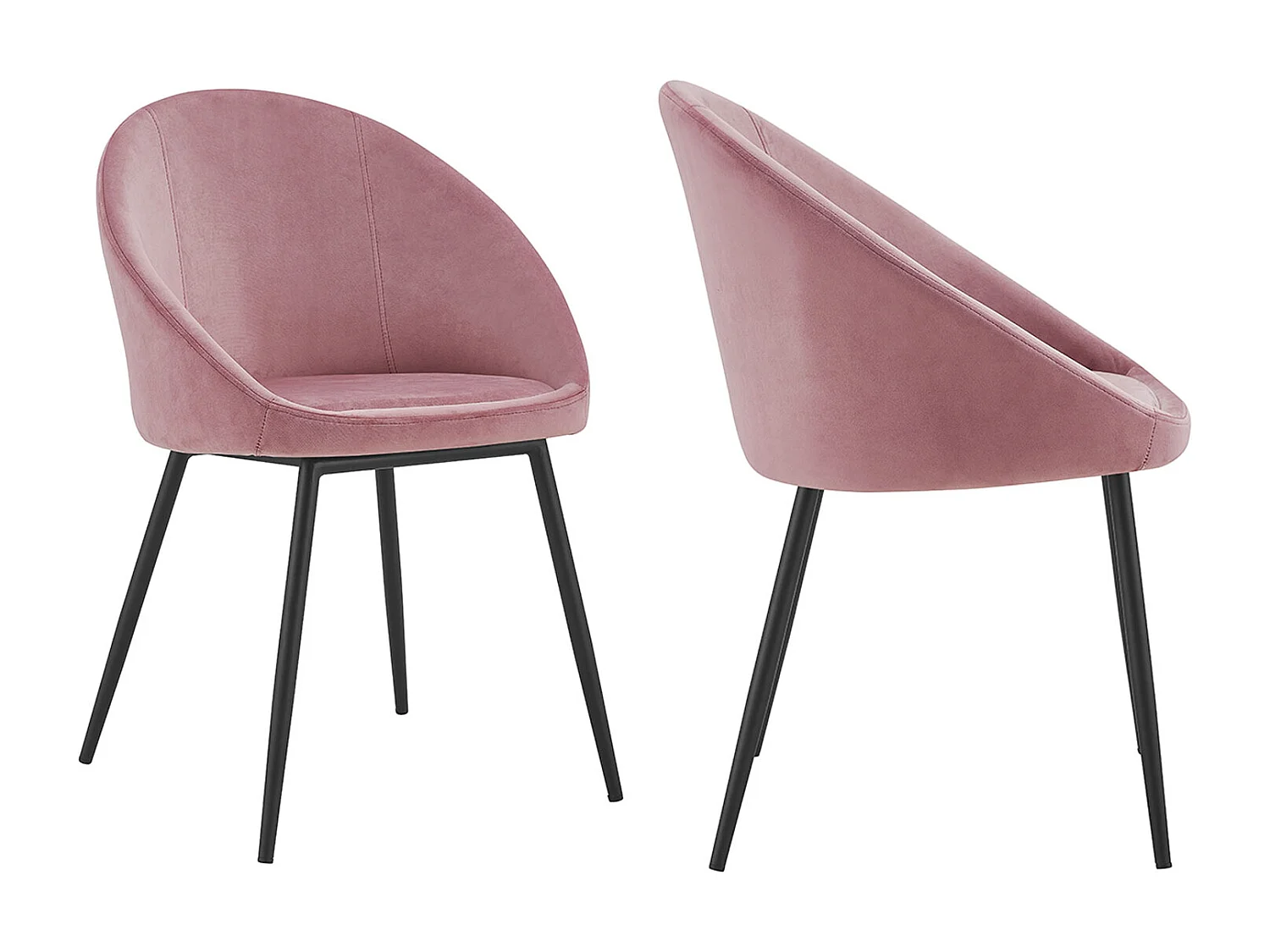 Set van 2 vintage DIANE roze fluwelen stoelen