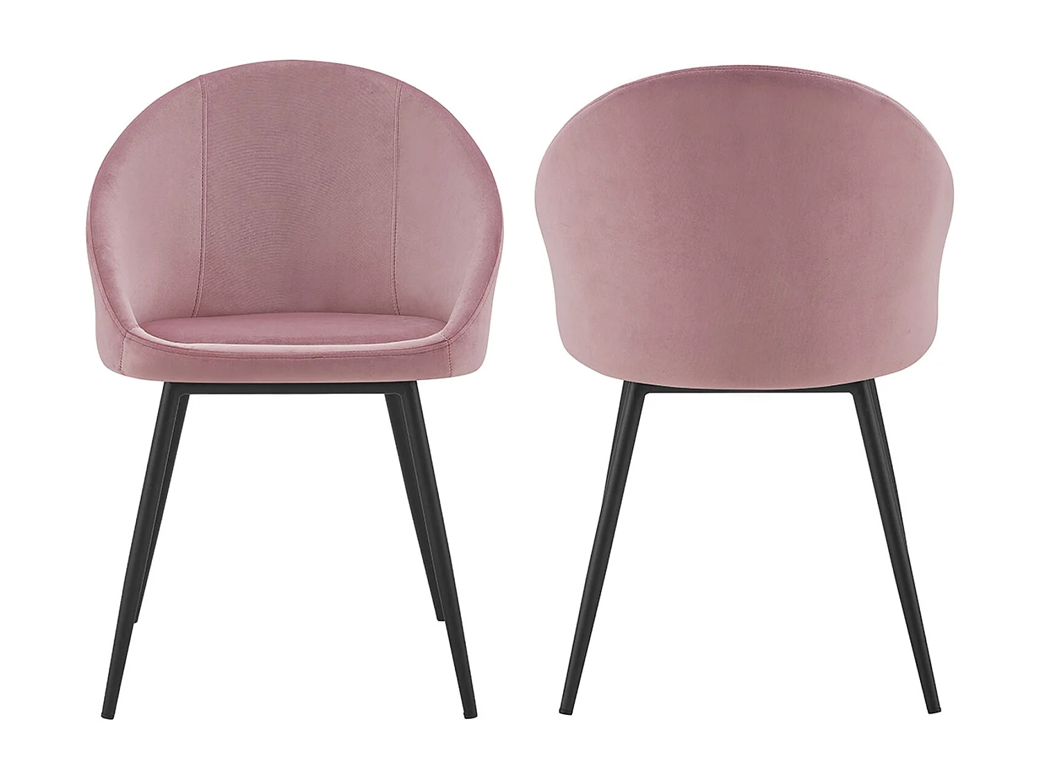 Set van 2 vintage DIANE roze fluwelen stoelen