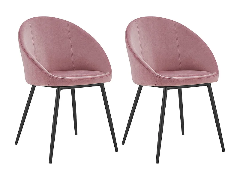 2er Set Vintage-Stühlen DIANE Samt rosa