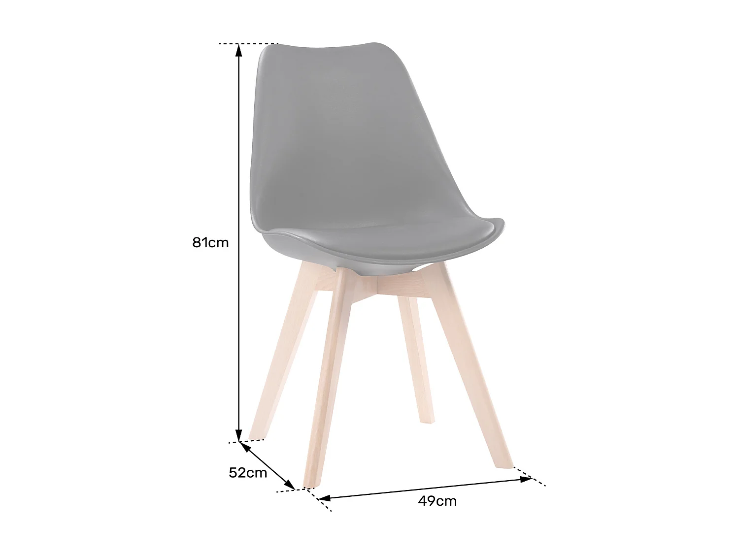 Lot de 4 chaises scandinaves NORA rouge avec coussin - HAPPY GARDEN