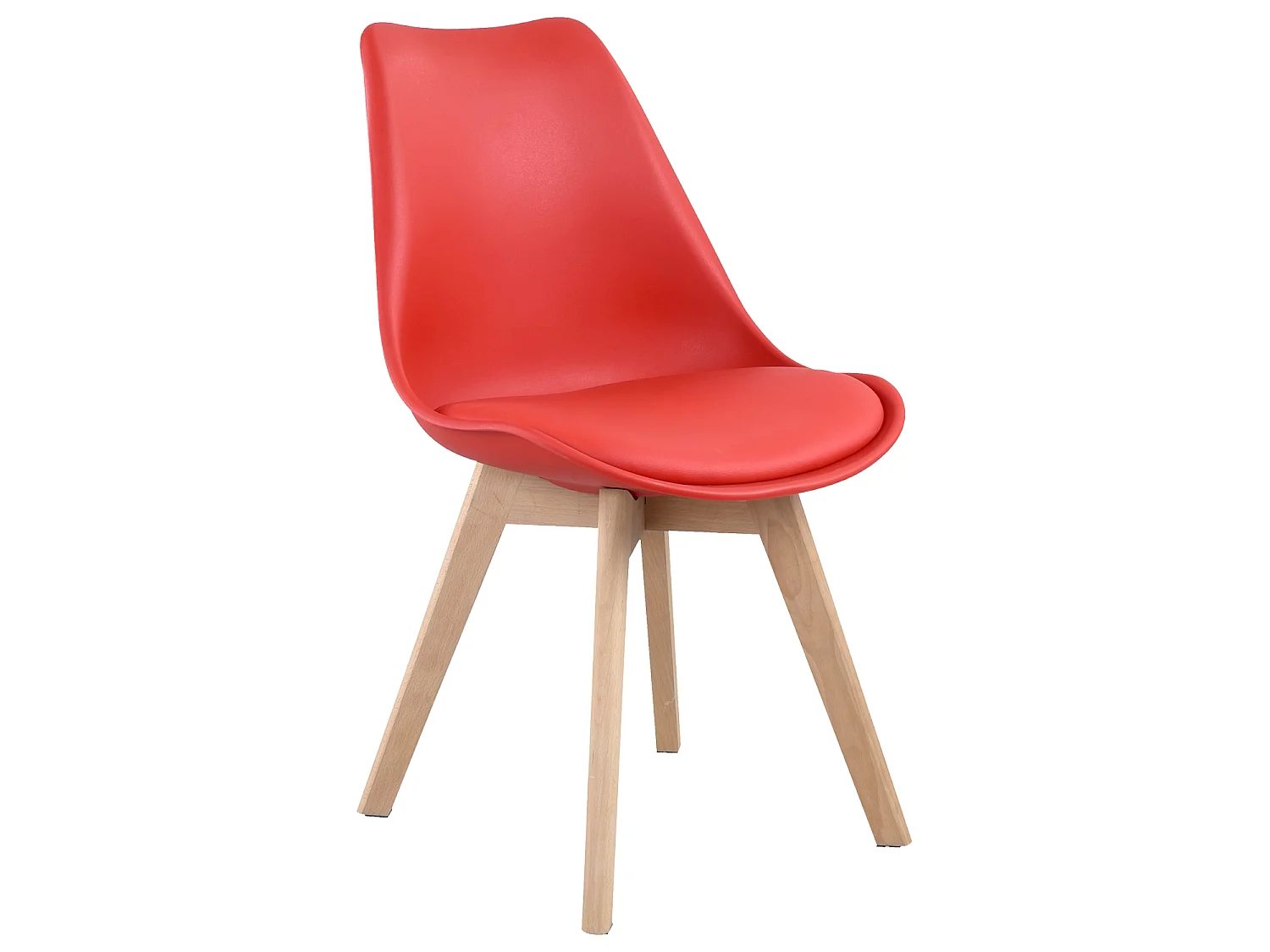 Lot de 4 chaises scandinaves NORA rouge avec coussin - HAPPY GARDEN