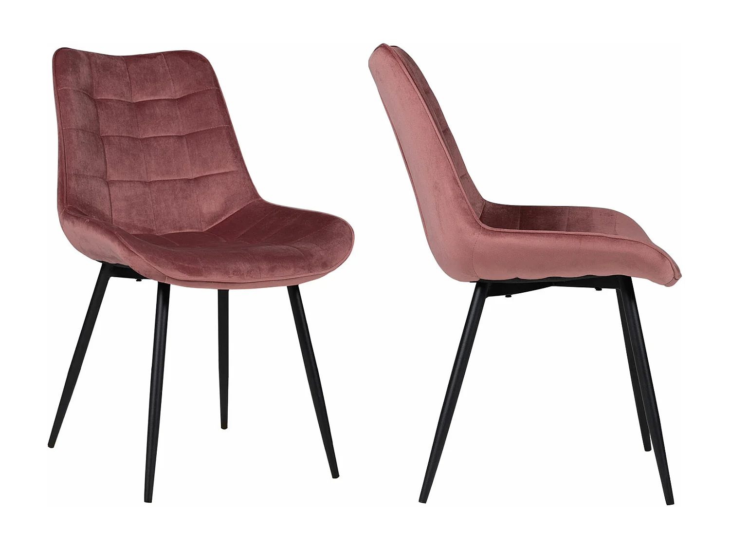 Conjunto de 2 cadeiras de veludo rosa LOUISE