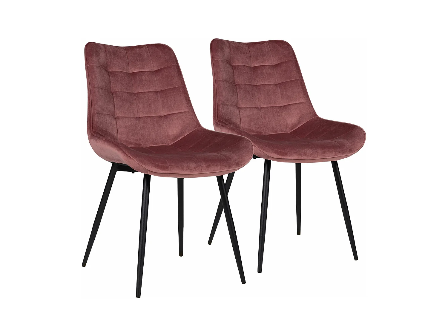 Lot de 2 chaises en velours LOUISE roses - HAPPY GARDEN