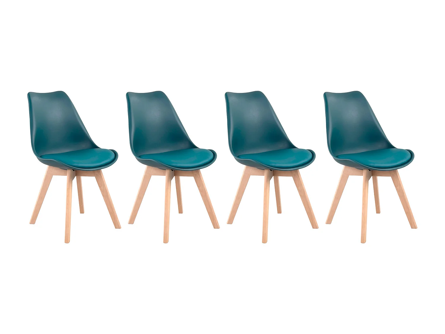 Lot de 4 chaises scandinaves NORA bleues avec coussin - HAPPY GARDEN