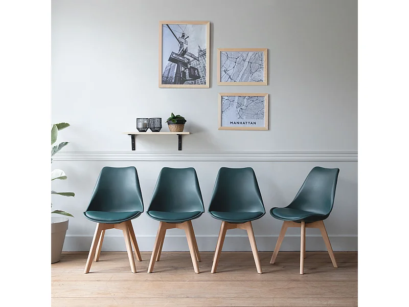 Set van 4 blauwe NORA Scandinavische stoelen met kussen