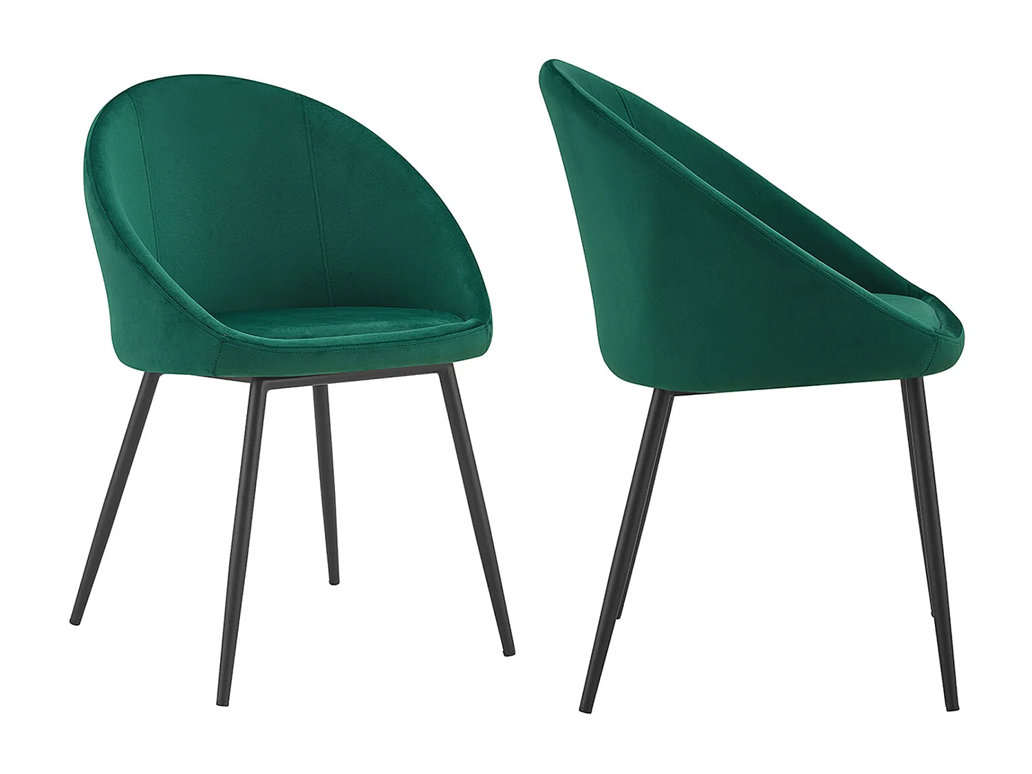 Set van 2 vintage DIANE groen fluwelen stoelen