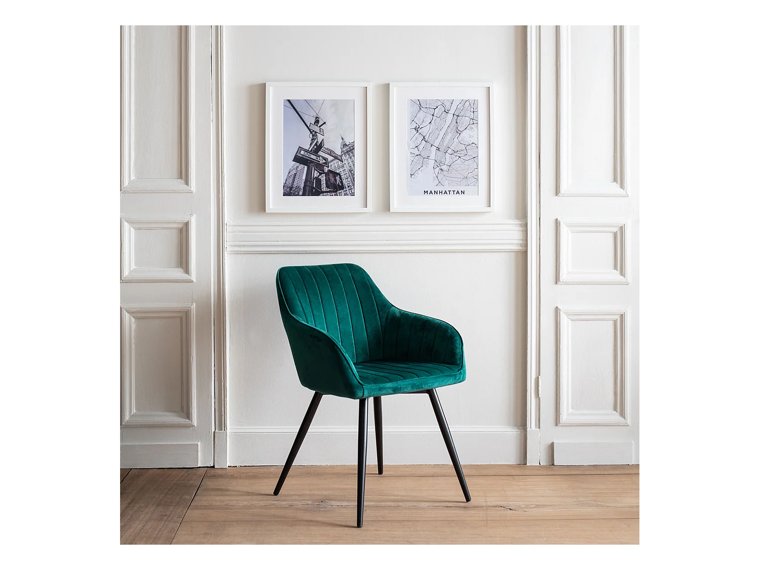 Chaise en velours BERTILLE verte - HAPPY GARDEN