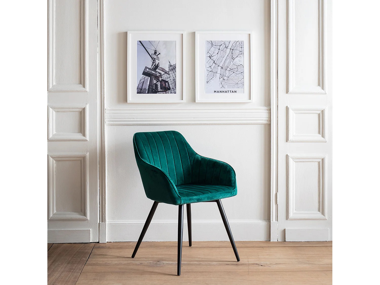 Chaise en velours BERTILLE verte - HAPPY GARDEN