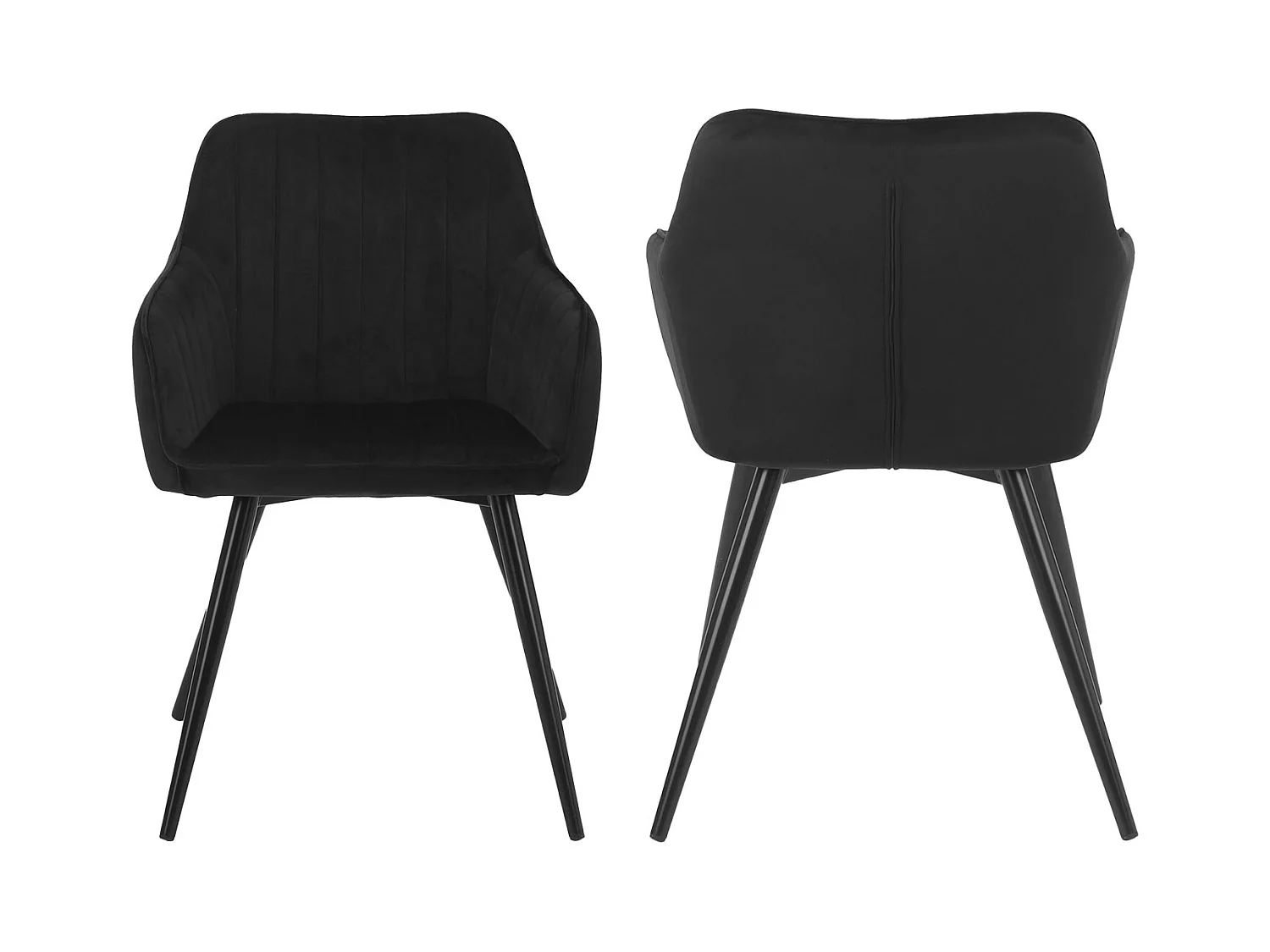 Lot de 2 chaises en velours BERTILLE noires - HAPPY GARDEN