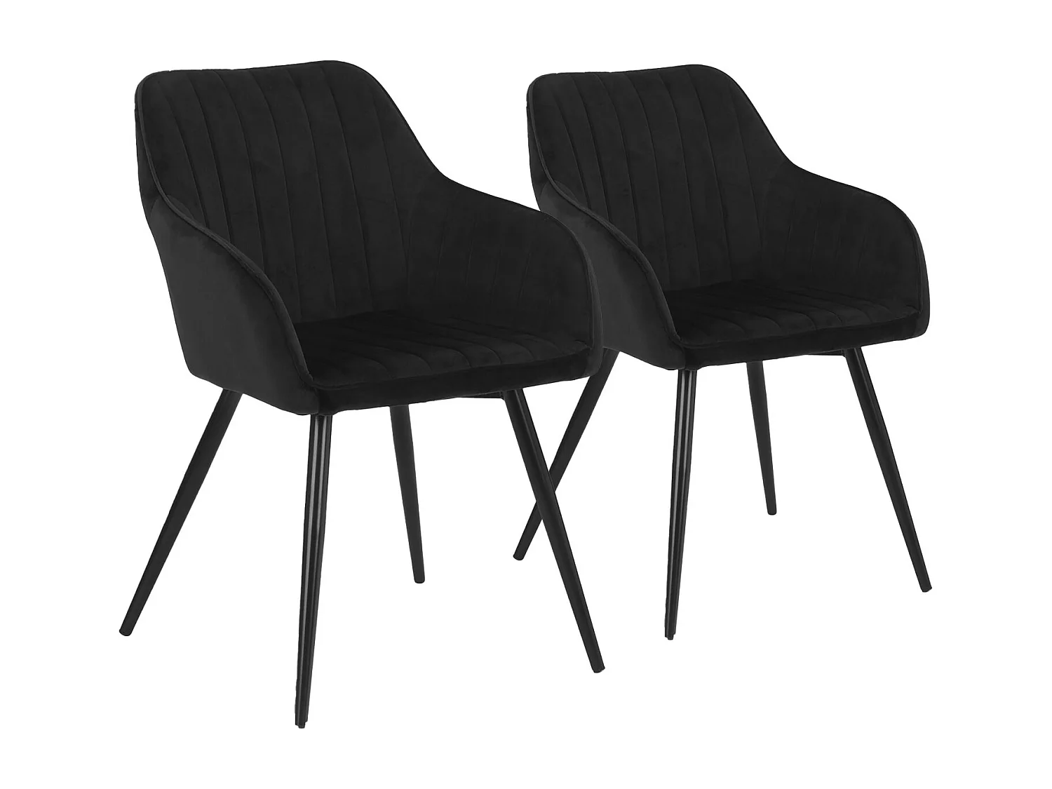 Lot de 2 chaises en velours BERTILLE noires - HAPPY GARDEN