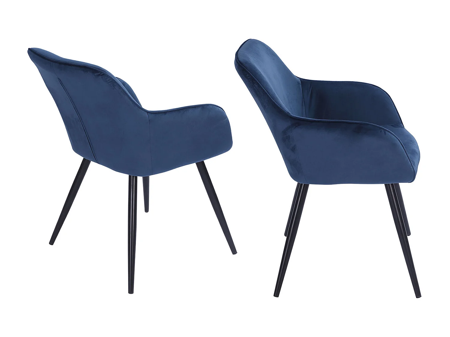 Chaise vintage GISELE velours bleu - HAPPY GARDEN