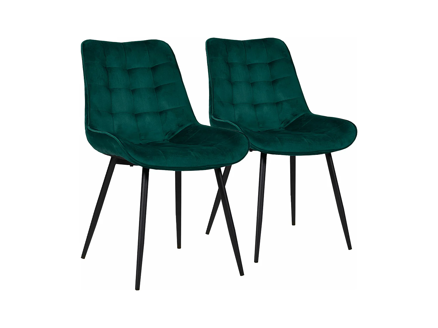 Lot de 2 chaises en velours LOUISE vertes - HAPPY GARDEN
