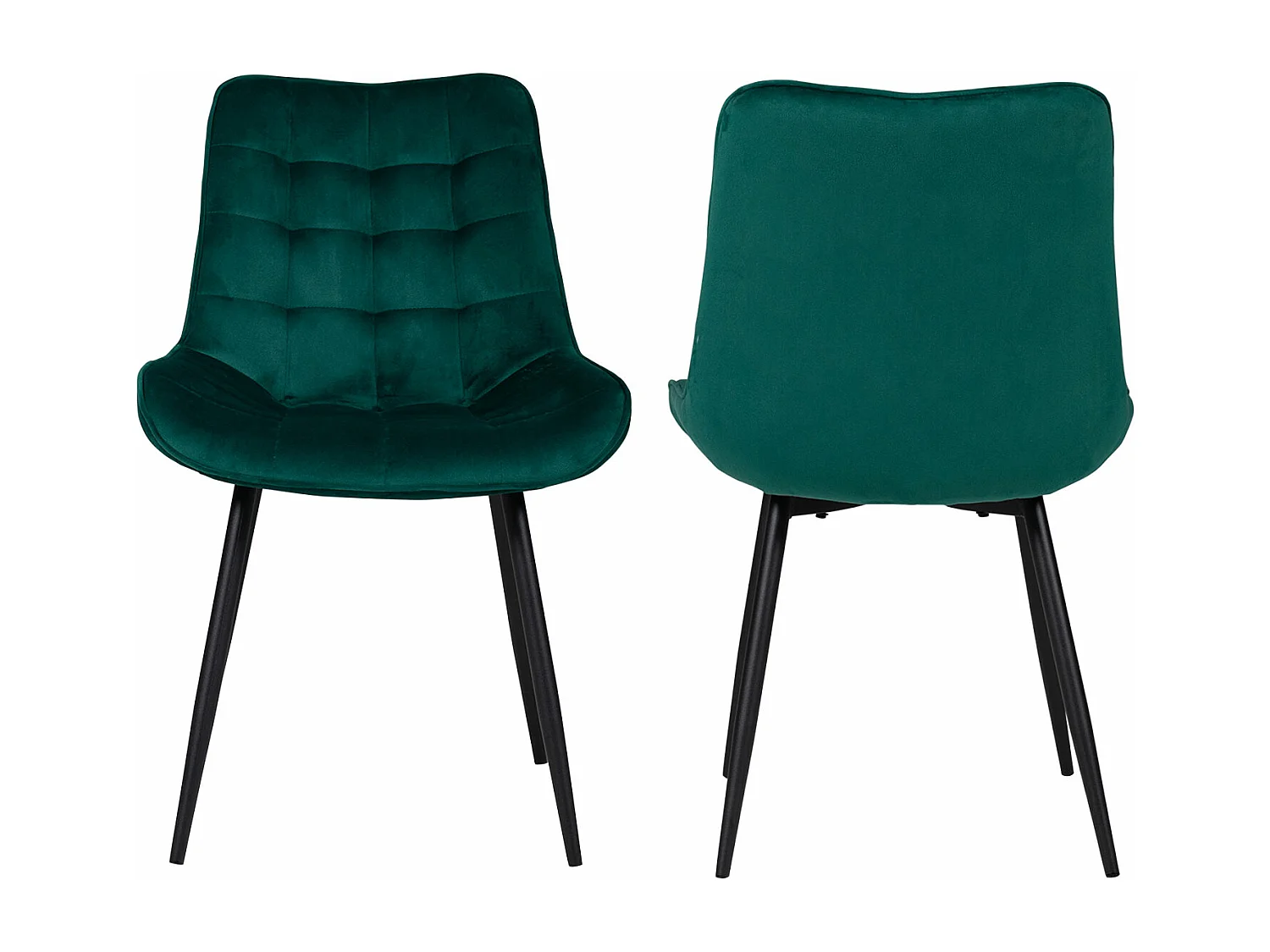 Lot de 2 chaises en velours LOUISE vertes - HAPPY GARDEN