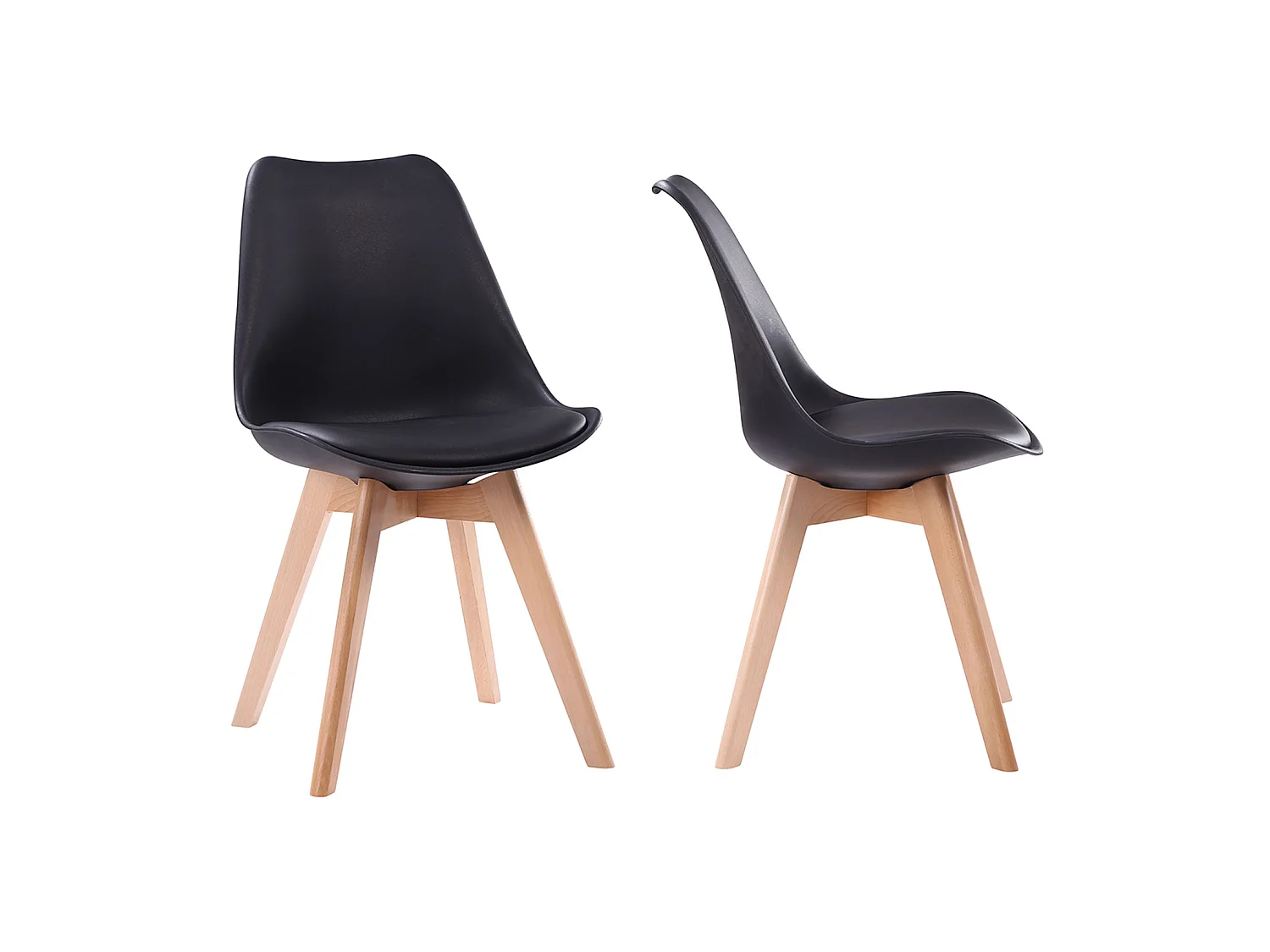 Set van 4 zwarte NORA Scandinavische stoelen met kussen