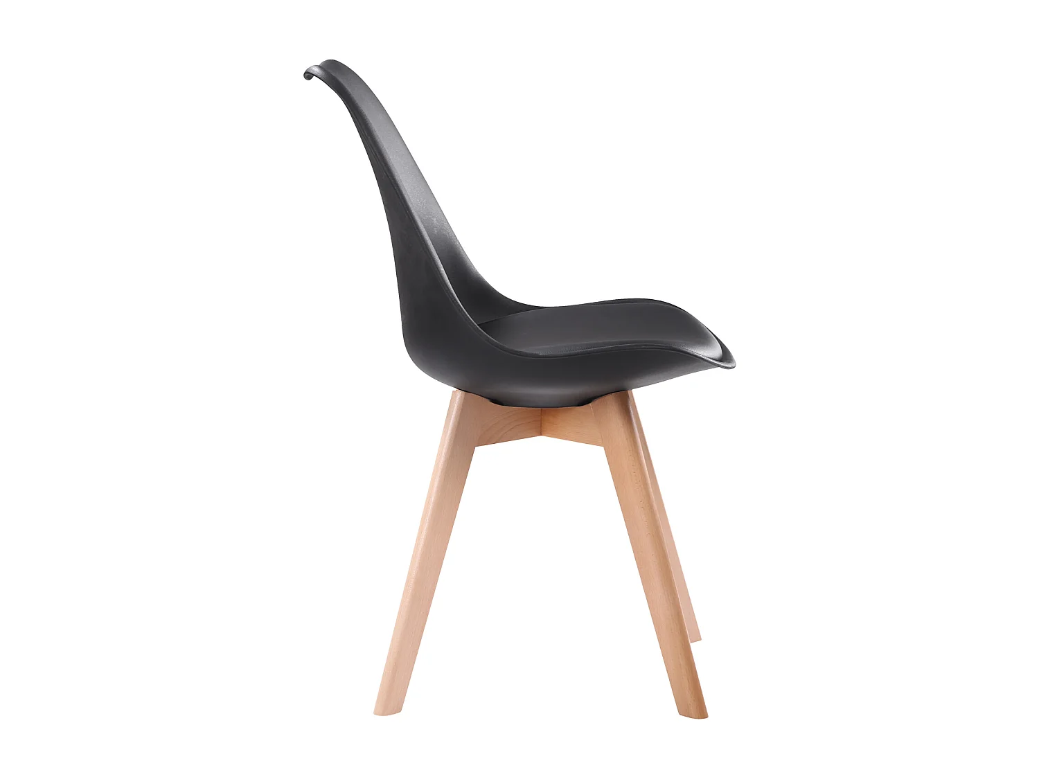 Lot de 4 chaises scandinaves NORA noires avec coussin - HAPPY GARDEN