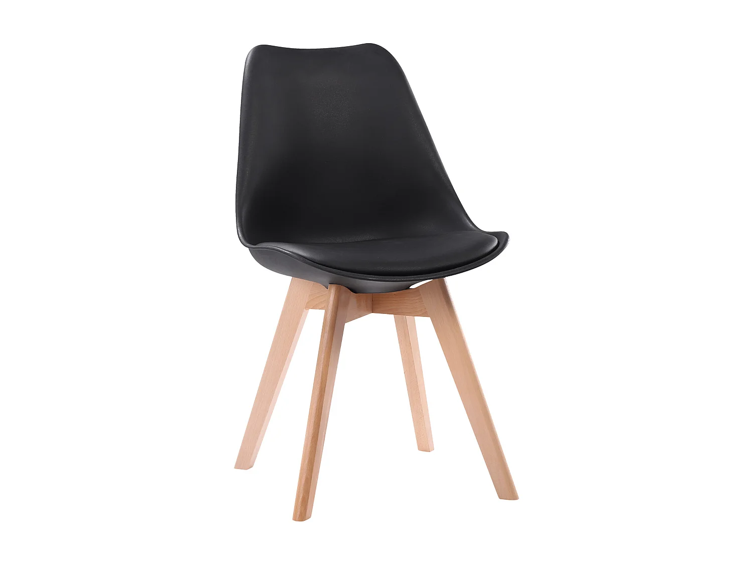 Lot de 4 chaises scandinaves NORA noires avec coussin - HAPPY GARDEN