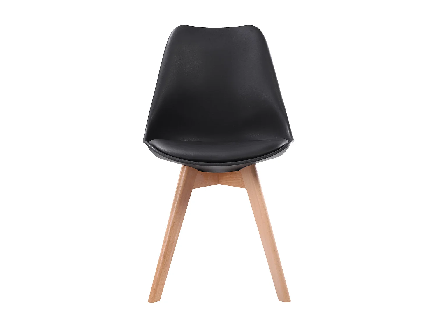 Lot de 4 chaises scandinaves NORA noires avec coussin - HAPPY GARDEN