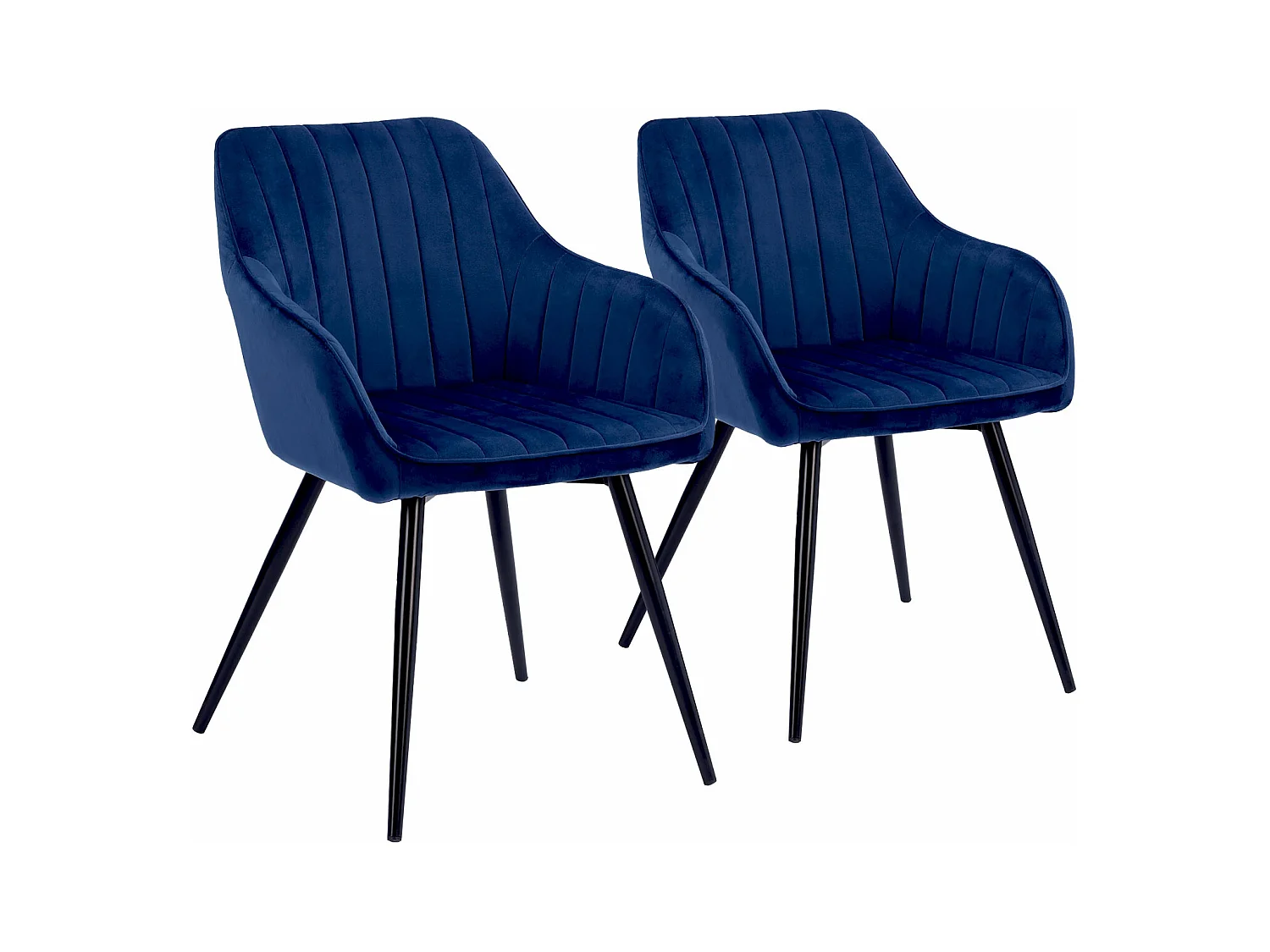 Lot de 2 chaises en velours BERTILLE bleues - HAPPY GARDEN