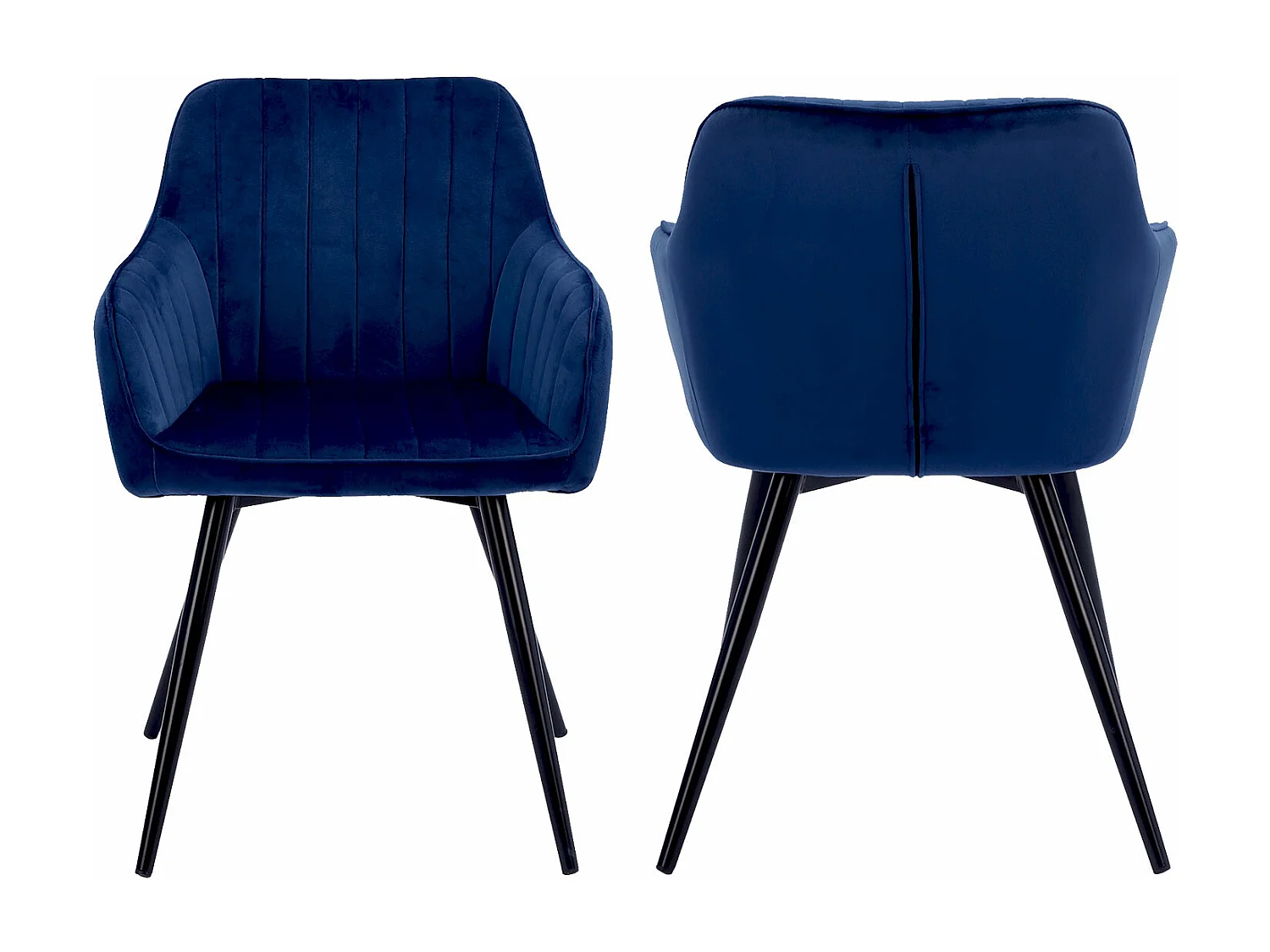 Lot de 2 chaises en velours BERTILLE bleues - HAPPY GARDEN