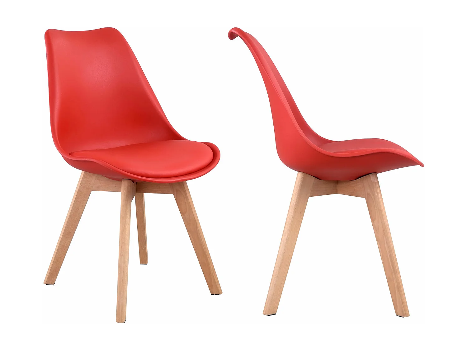 Lot de 2 chaises scandinaves NORA rouge avec coussin - HAPPY GARDEN