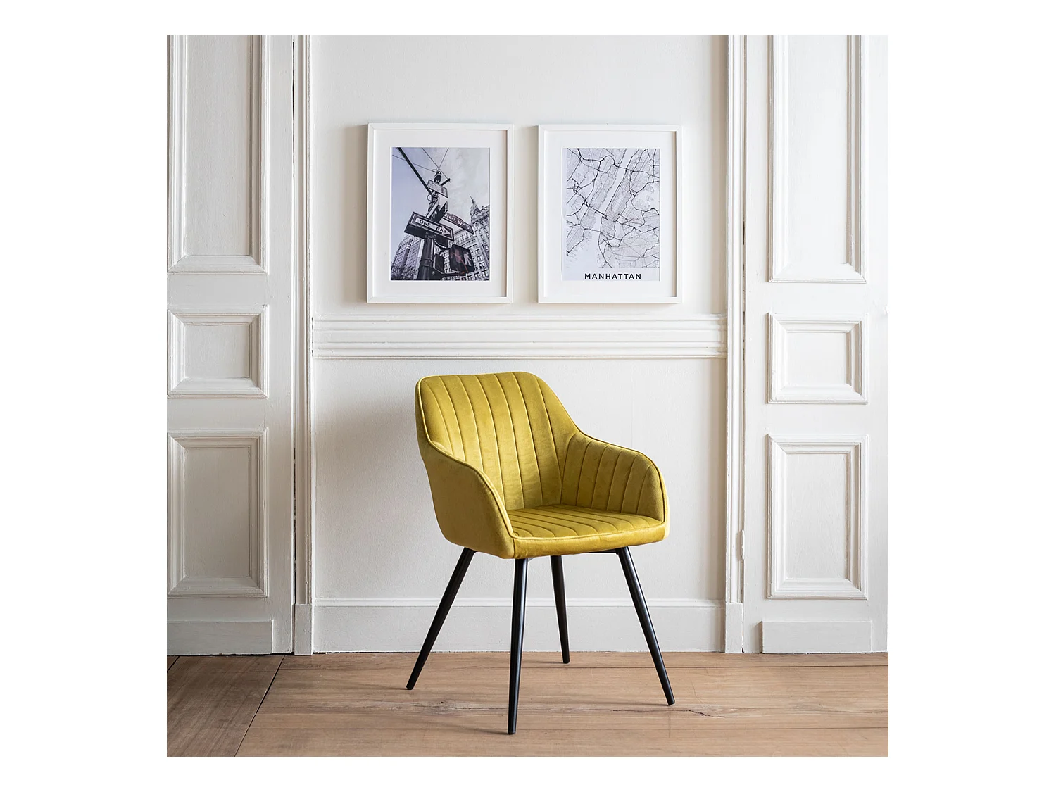 Chaise en velours BERTILLE moutarde - HAPPY GARDEN
