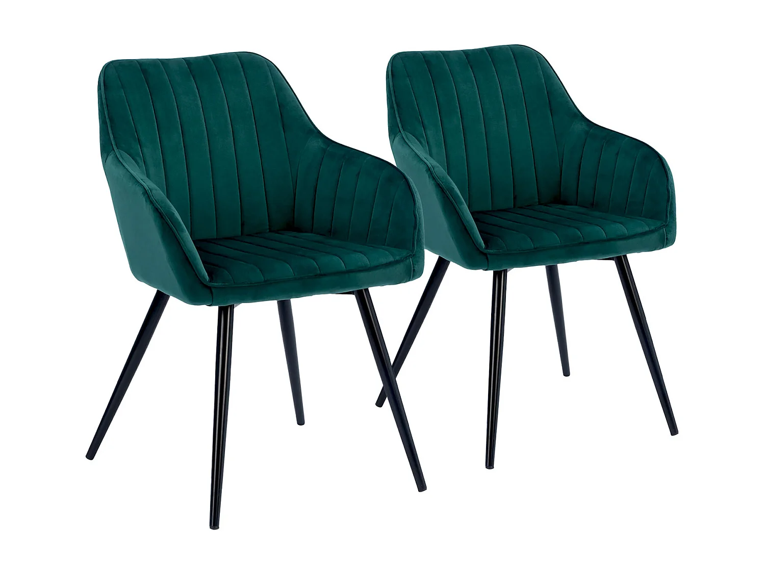 Lot de 2 chaises en velours BERTILLE vertes - HAPPY GARDEN