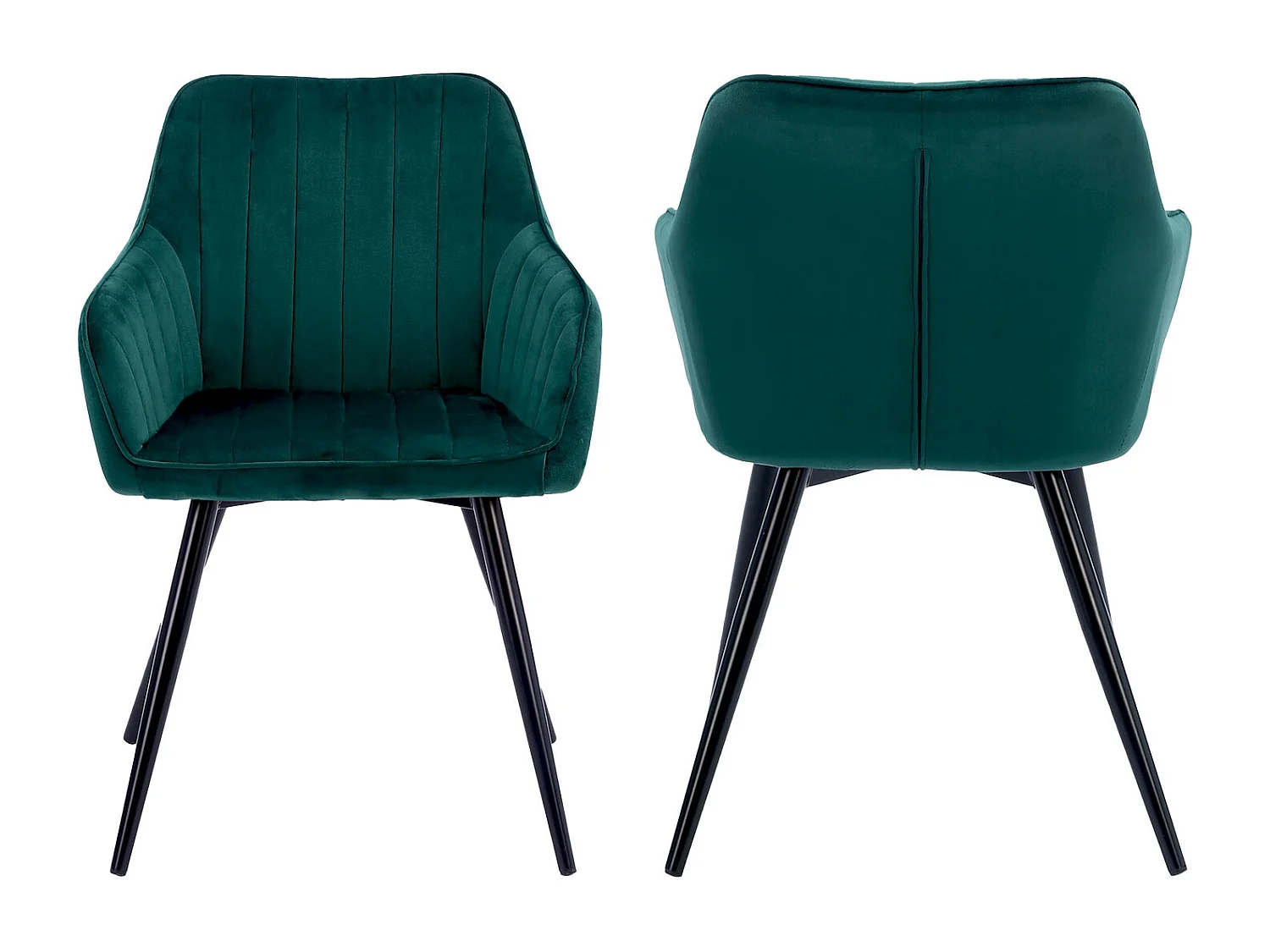 Lot de 2 chaises en velours BERTILLE vertes - HAPPY GARDEN