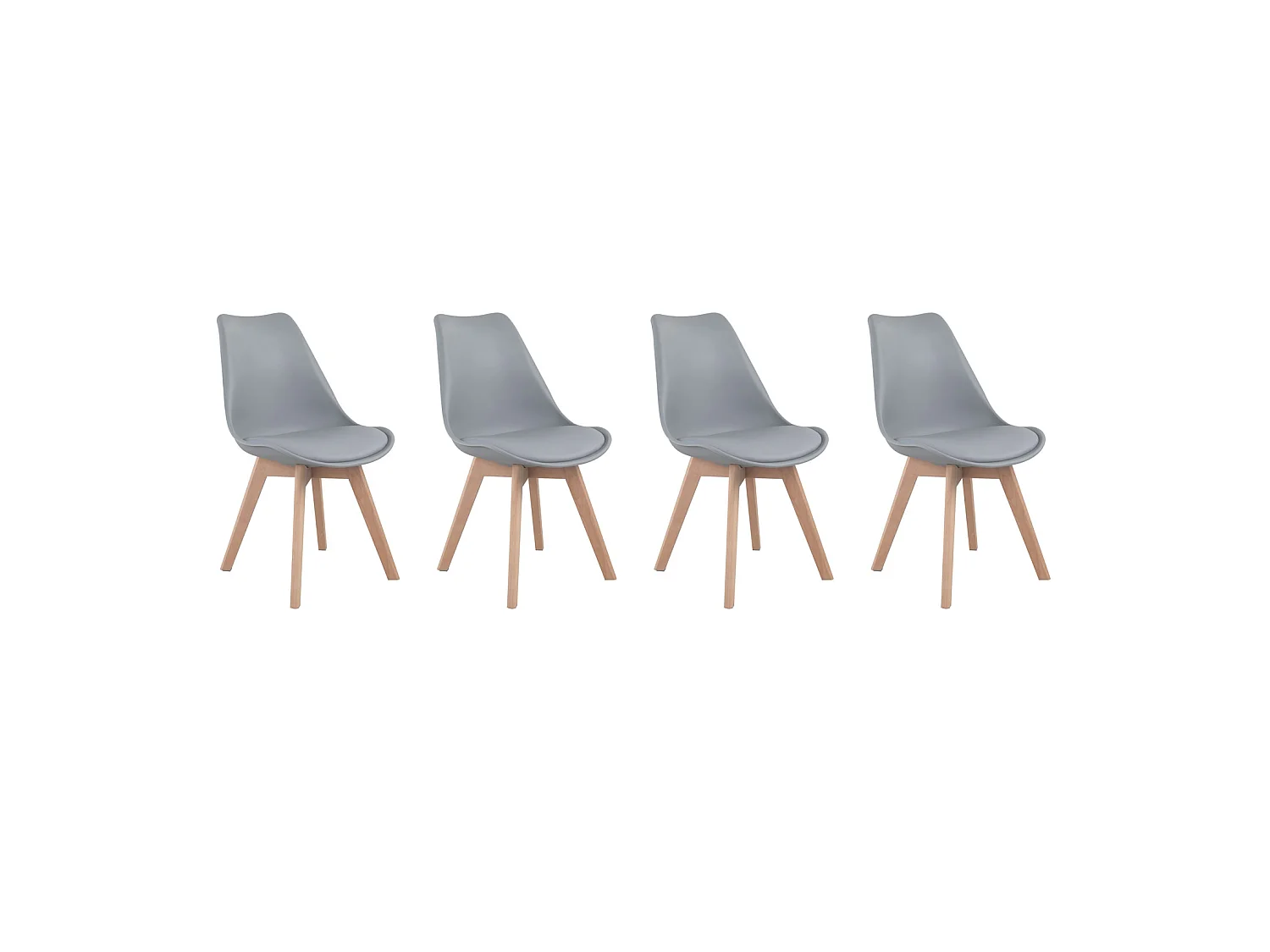 Set van 4 grijze NORA Scandinavische stoelen met kussen