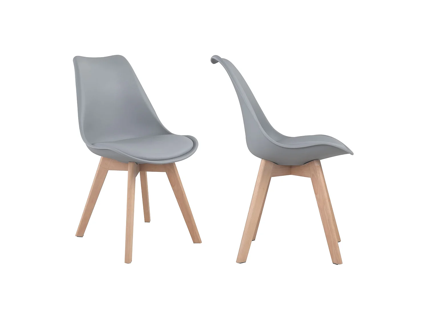 Set van 4 grijze NORA Scandinavische stoelen met kussen