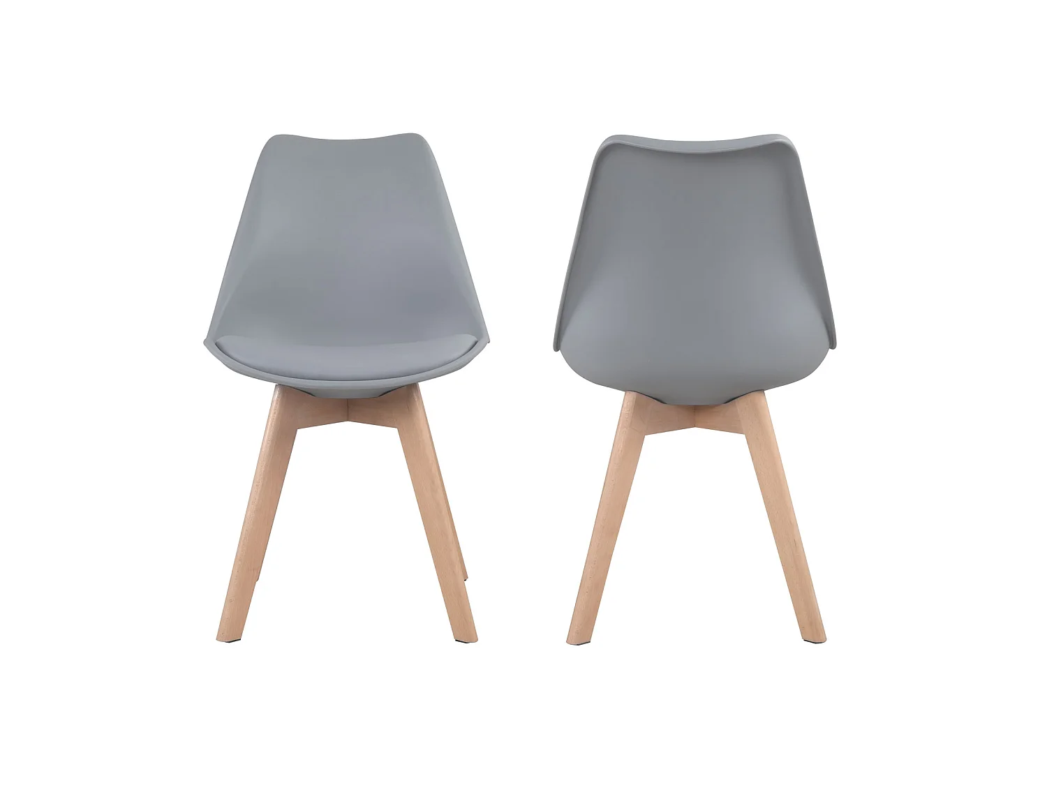 Set van 4 grijze NORA Scandinavische stoelen met kussen